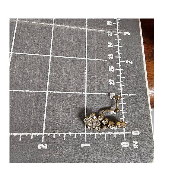 Antique 20s Earrings Screw-backs Rhinestone Art Deco Glam Lux - Picture 4 of 4